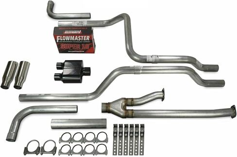 Truck Exhaust Kits 2.5" Dual Exhaust Kit with Flowmaster Super 10 Side Exit Rolled Tips Fits Tundra 09-21 in Saudi Arabia