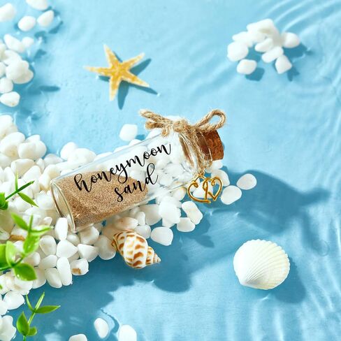 Mr & Mrs Luggage Tags and Passport Holders Set with Gold Foil Lettering and Honeymoon Sand Keepsake Bottle, Wedding Travel Accessories, Bride & Groom Honeymoon Gift Set (Black&White) in Saudi Arabia