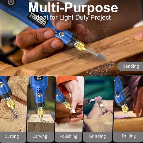 أداة دوارة لاسلكية من تشوكماكس، مجموعة أدوات دوارة صغيرة 3.7 فولت ليثيوم أيون مع 40 قطعة من الملحقات، مطحنة كهربائية دوارة بسرعة 15000 دورة في الدقيقة للتلميع والتنظيف والنقش in Kuwait
