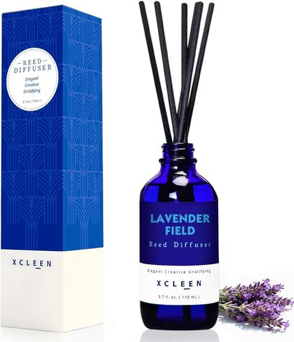 مجموعة ناشر القصب، ناشر زيت حقل اللافندر مع العصي، ناشر عطر منزلي طويل الأمد لديكور مكتب رف الحمام، معطرات هواء فاخرة 3.7 أونصة (110 مل) in Kuwait