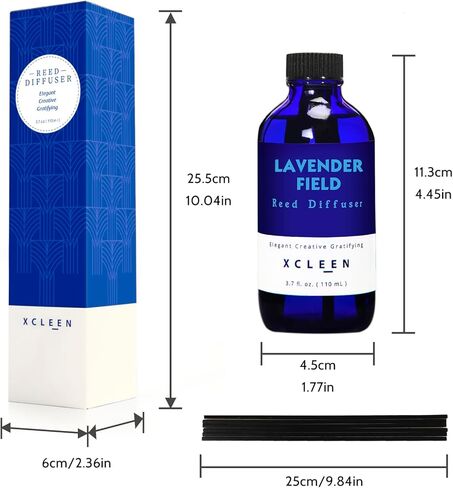 مجموعة ناشر القصب، ناشر زيت حقل اللافندر مع العصي، ناشر عطر منزلي طويل الأمد لديكور مكتب رف الحمام، معطرات هواء فاخرة 3.7 أونصة (110 مل) in Kuwait