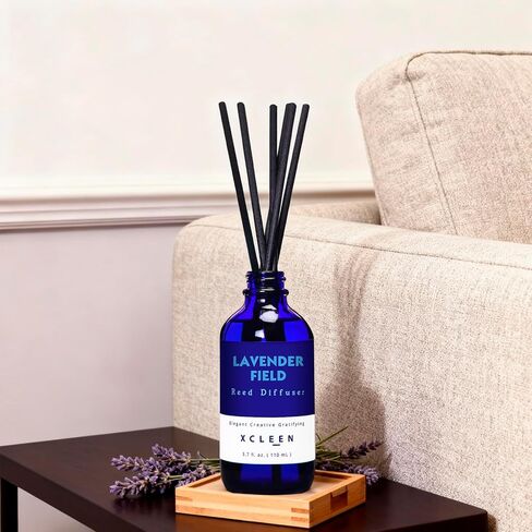 مجموعة ناشر القصب، ناشر زيت حقل اللافندر مع العصي، ناشر عطر منزلي طويل الأمد لديكور مكتب رف الحمام، معطرات هواء فاخرة 3.7 أونصة (110 مل) in Kuwait