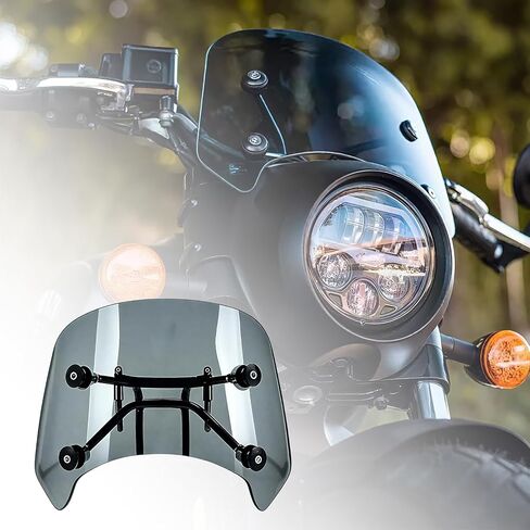 أجهزة تركيب الزجاج الأمامي للدراجة النارية من البولي كربونات الشفاف للكشاف الهندي بوبر/ بوبر توينتي 2018-up (أسود، 13 بوصة) in Kuwait