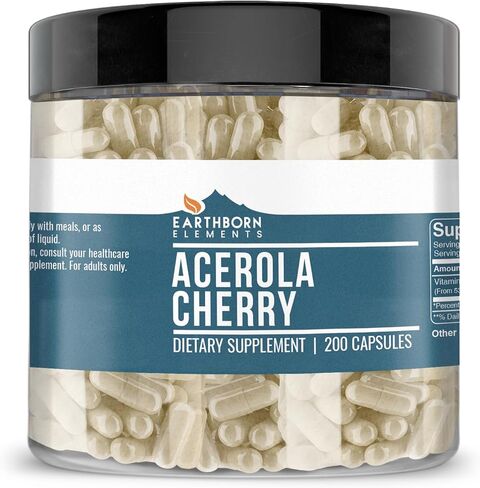 Earthborn Elements Acerola Cherry 200 كبسولة، نقية وغير مخففة، بدون إضافات in Saudi Arabia