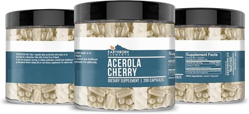 Earthborn Elements Acerola Cherry 200 كبسولة، نقية وغير مخففة، بدون إضافات in Saudi Arabia