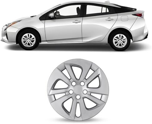 NIXON OFFROAD 4Pcs 15inch Wheel Covers for Toyota Prius 2016-2022/Prius Prime 2017-2022/Corolla Hybrid 2020-2024, Snap-On Hubcaps Fit Alloy Wheels Only(5130, Silver&Black) in Saudi Arabia
