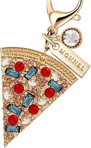 MC715 Little Christmas Crystal Pizza Lobster Clasp Charm for Women with Velvet Bag (Rainbow,1 Piece) in Saudi Arabia