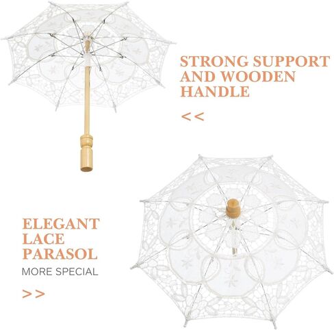 Toyvian White Lace Parasol Umbrella Small Embroidered Cotton Fabric Wedding Bridal Photography Prop 12X12 Inch Decorative Parasol for Tea Party and Costume in Saudi Arabia