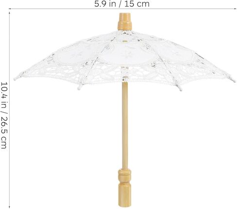 Toyvian White Lace Parasol Umbrella Small Embroidered Cotton Fabric Wedding Bridal Photography Prop 12X12 Inch Decorative Parasol for Tea Party and Costume in Saudi Arabia