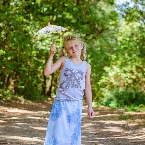 Toyvian White Lace Parasol Umbrella Small Embroidered Cotton Fabric Wedding Bridal Photography Prop 12X12 Inch Decorative Parasol for Tea Party and Costume in Saudi Arabia