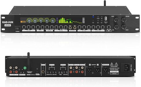 Kadjuh LX9 Professional KTV Digital Pre-Stage Effector Anti-Howling Audio Processor Echo USB MP3 Bluetooth Optical، 5 مدخل ميكروفون للكاريوكي المنزلي والمسرح والكنيسة والأداء in Kuwait