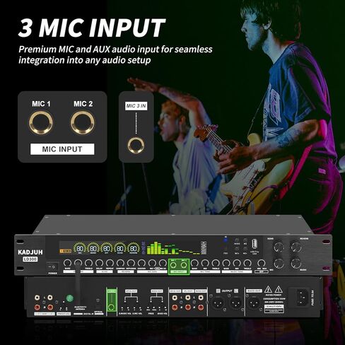 Kadjuh LX9 Professional KTV Digital Pre-Stage Effector Anti-Howling Audio Processor Echo USB MP3 Bluetooth Optical، 5 مدخل ميكروفون للكاريوكي المنزلي والمسرح والكنيسة والأداء in Kuwait