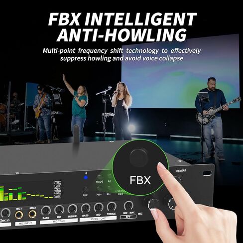 Kadjuh LX9 Professional KTV Digital Pre-Stage Effector Anti-Howling Audio Processor Echo USB MP3 Bluetooth Optical، 5 مدخل ميكروفون للكاريوكي المنزلي والمسرح والكنيسة والأداء in Kuwait