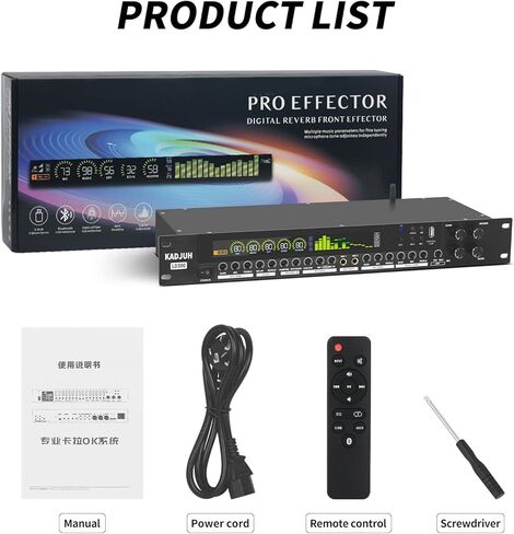 Kadjuh LX9 Professional KTV Digital Pre-Stage Effector Anti-Howling Audio Processor Echo USB MP3 Bluetooth Optical، 5 مدخل ميكروفون للكاريوكي المنزلي والمسرح والكنيسة والأداء in Kuwait