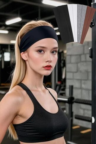 Women's Non-Slip Headbands – 8PCS Soft, Stretchy Cotton Hair Bands for Workout, Yoga & Everyday Use (Black, White, Gray, Brown) in Saudi Arabia