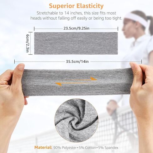 Women's Non-Slip Headbands – 8PCS Soft, Stretchy Cotton Hair Bands for Workout, Yoga & Everyday Use (Black, White, Gray, Brown) in Saudi Arabia