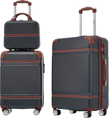 Merax Luggage Set 6 Piece Suitcase Sets with Double Spinner Wheels,Hard shell suitcase Laggage with Handle Password Lock.16 20" 24" 28"(Charcoal) in Saudi Arabia