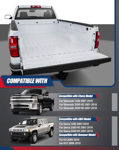 قفل مزلاج الباب الخلفي مع مسامير مهاجم متوافق مع 2007-2018 Chevy Silverado 1500 2500HD 3500HD GMC Sierra، لوحة البوابة الخلفية للسائق الأيسر وجوانب الركاب اليمنى تحل محل 23158822 38677 in Saudi Arabia
