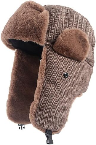 Men's Winter Hat for Women Earflaps Bomber Hats Russian Earflap Snow Trapper Cap in Saudi Arabia