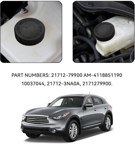 غطاء خزان المبرد غطاء غطاء المبرد استبدال OEM # 21712-79900 لملحقات إنفينيتي نيسان رينو، أغطية خزان خزان سائل تبريد المحرك غطاء خزان المياه المضاد للتجمد (قطعتان) in Saudi Arabia