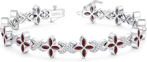 Iefil St. Patrick's Day Gifts - Clover Birthstone Tennis Bracelets for Women, Infinite & Four-leaf 925 Sterling Silver Bracelets, Anniversary Birthday Gifts for Wife Mom Girlfriend Jewelry, 7"-7.5" in Saudi Arabia