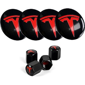 4 PCS Wheel Center Hub Cap Sticker with 4 Car Valve Stem Caps for Model 3 & Model Y, 2.2 in Wheel Rim Cover Hubcaps with Logo Emblem fits Tesla, Center Cover Accessories for Tesla in Saudi Arabia