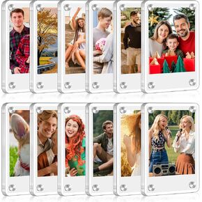 12 حزمة من الإطار المغناطيسي للثلاجة من الأكريليك، (2.36 × 3.54 بوصة) إطارات مغناطيسية للصور مزدوجة الجوانب للثلاجة، إطار عرض صورة شفاف مع قطعة قماش لبولارويد، Fujifilm Instax Mini (12 قطعة) in Kuwait