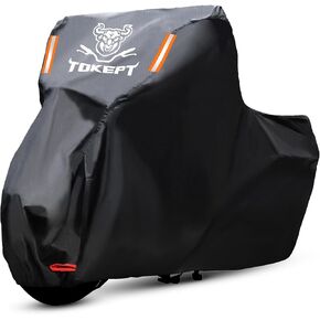 غطاء دراجة نارية أسود، قماش أكسفورد 210D للحماية من أشعة الشمس المائية في جميع الأحوال الجوية، غطاء مركبة 104 بوصة لهارلي ديفيدسون هوندا سوزوكي كاواساكي ياماها (XXL) in Kuwait