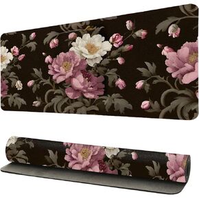 سجادة مكتب رعاة البقر الوردية، وسادة مكتب كبيرة من جلد البولي يوريثان مع قاعدة مضادة للانزلاق، مجموعة وسادة مكتب للوحة المفاتيح، هدية ديكور مكتب منزلي للنساء والفتيات، 31.5 × 15.7 بوصة in Kuwait