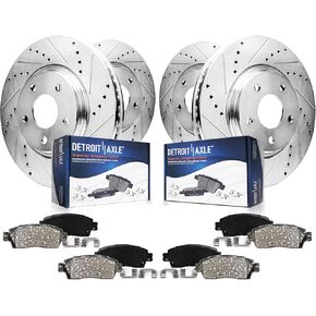 Detroit Axle - 8pc Brake Kit for Jeep 2014-2022 Cherokee [Single Piston Caliper], Drilled and Slotted Brakes Rotors Ceramic Brake Pads Replacement: 12.99" inch Front and 10.95" inch Rear Rotors in Saudi Arabia