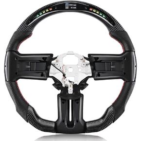 عجلة قيادة من ألياف الكربون الحقيقية لسيارة Mustang EcoBoost/GT/Shelby GT350/GT350R 2015-2017 عجلة قيادة من الجلد المثقوب على شكل حرف D من نابا مسطحة القاع in Kuwait