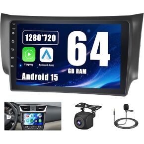 Roinvou 2+64G Android CarPlay Stereo لـ 2013-2017 Nissan Sentra، راديو CarPlay لاسلكي مدمج مع Android Auto، شاشة لمس 10.1 بوصة في لوحة القيادة GPS ودعم مرآة Link BT HiFi WiFi RDS in Saudi Arabia
