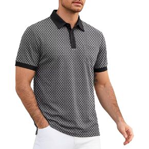 قميص بولو رجالي بأكمام قصيرة، قمصان جولف مطبوعة بمقاس جاف للرجال، قمصان بياقة ذات كتلة ملونة ماصة للرطوبة مع جيب in Kuwait