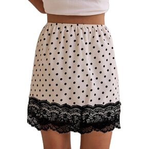 Women Lace Trim Mini Skirt Lacy Silk Satin Half Silp Short Skirt Y2k High Waist Silky Underskirt in Saudi Arabia