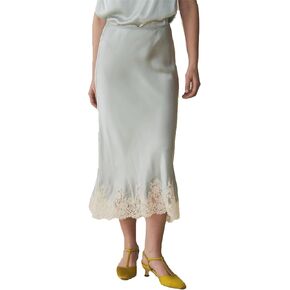 Thopavenoir Women Satin Floral Lace Trim Maxi Skirts Flowy Swing Silky A Line Skirt Y2k Going Out Half Slip Long Skirts in Saudi Arabia