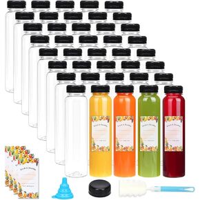 Moretoes 40pcs 12oz Empty Plastic Juice Bottles with Caps, Bulk Clear Beverage Containers for Juicing Drinking Milkshake Tea and Other Beverages in Saudi Arabia