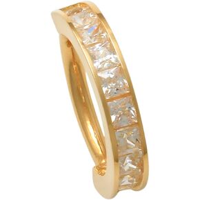 14K REAL Solid Gold Cubic Zirconia Hoop Earring Cartilage Daith Helix Tragus Conch Rook Snug Hinge Huggie Hoop Ear Clicker Ring Piercing Jewelry 18 Gauge - 1PCS in Saudi Arabia