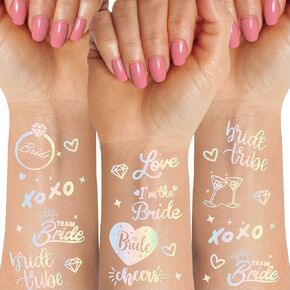 Bride's Babes Bachelorette Temporary Party Tattoos, 80+ Iridescent Tattoos for Bachelorette Party Favors Decorations, Bride and Bridesmaid Accessories for Bridal Shower (I Do) in Saudi Arabia