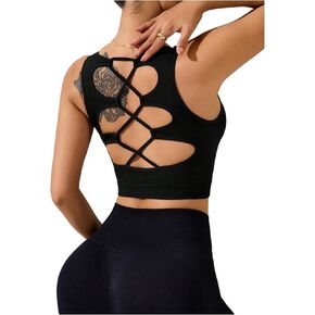 WDIRARA Women's Crisscross Open Back Workout Tank Top Athletic Gym Yoga Crop Tops in Saudi Arabia