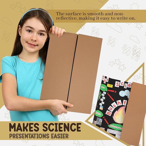 Black Tri-Fold Presentation Board 36" x 48" Corrugated Tabletop Display Exhibition Board Lightweight and Portable with Smooth Surface Great for School Projects and Business presentations - by Emraw in Saudi Arabia