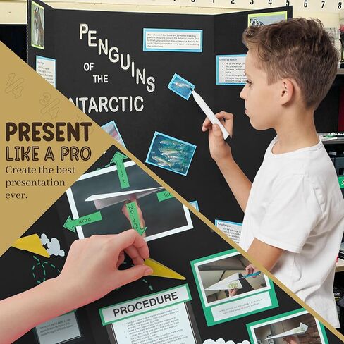 Black Tri-Fold Presentation Board 36" x 48" Corrugated Tabletop Display Exhibition Board Lightweight and Portable with Smooth Surface Great for School Projects and Business presentations - by Emraw in Saudi Arabia