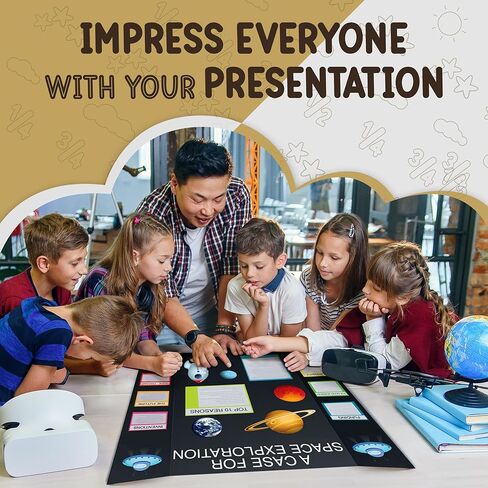 Black Tri-Fold Presentation Board 36" x 48" Corrugated Tabletop Display Exhibition Board Lightweight and Portable with Smooth Surface Great for School Projects and Business presentations - by Emraw in Saudi Arabia