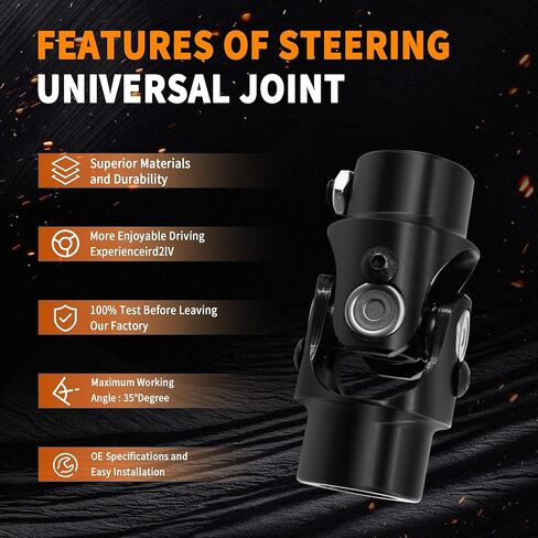 3/4"-20 Spline X 3/4" DD عمود مشترك عالمي مشترك على شكل حرف U باللون الأسود، الطول الإجمالي: 83 مم (3-1/4 بوصة) in Kuwait