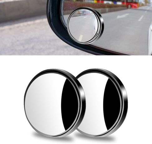 2 PCS Blind Spot Mirrors, 2" Round HD Glass Adjustable Wide Angle Rear View Mirror, Self adhesive ABS Anti collision Housing, Universal for Car, Van, SUV, Truck (Black)​ in Saudi Arabia