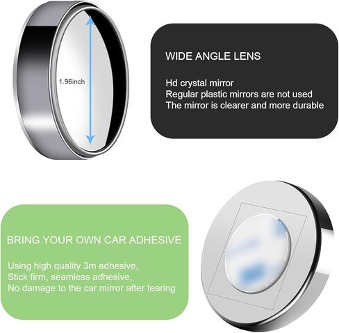 2 PCS Blind Spot Mirrors, 2" Round HD Glass Adjustable Wide Angle Rear View Mirror, Self adhesive ABS Anti collision Housing, Universal for Car, Van, SUV, Truck (Black)​ in Saudi Arabia