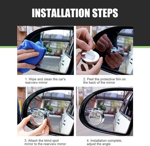 2 PCS Blind Spot Mirrors, 2" Round HD Glass Adjustable Wide Angle Rear View Mirror, Self adhesive ABS Anti collision Housing, Universal for Car, Van, SUV, Truck (Black)​ in Saudi Arabia