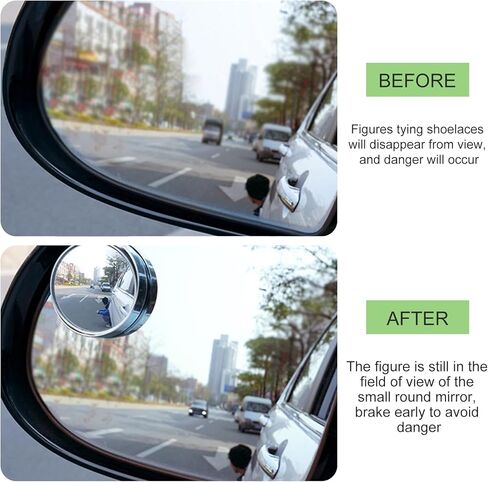 2 PCS Blind Spot Mirrors, 2" Round HD Glass Adjustable Wide Angle Rear View Mirror, Self adhesive ABS Anti collision Housing, Universal for Car, Van, SUV, Truck (Black)​ in Saudi Arabia