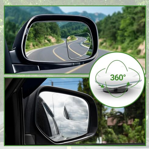 2 Pcs Car Blind Spot Mirror Fan Shaped 360° Rotating Wide Angle Side Mirror Adjustable Frameless Car Blindspot Mirror Blind Spot Mirrors for Larger Image and Traffic Safety in Saudi Arabia
