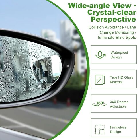 2 Pcs Car Blind Spot Mirror Fan Shaped 360° Rotating Wide Angle Side Mirror Adjustable Frameless Car Blindspot Mirror Blind Spot Mirrors for Larger Image and Traffic Safety in Saudi Arabia