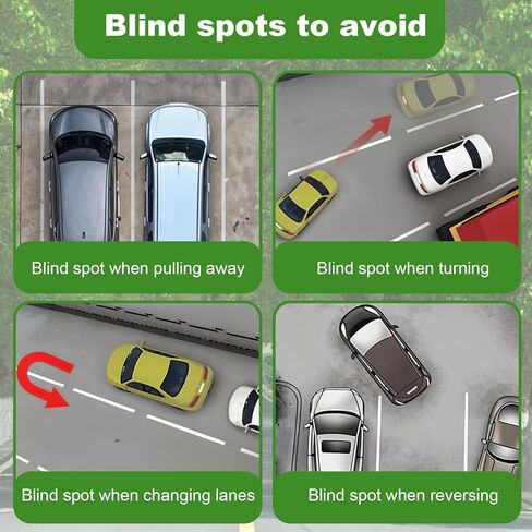 2 Pcs Car Blind Spot Mirror Fan Shaped 360° Rotating Wide Angle Side Mirror Adjustable Frameless Car Blindspot Mirror Blind Spot Mirrors for Larger Image and Traffic Safety in Saudi Arabia